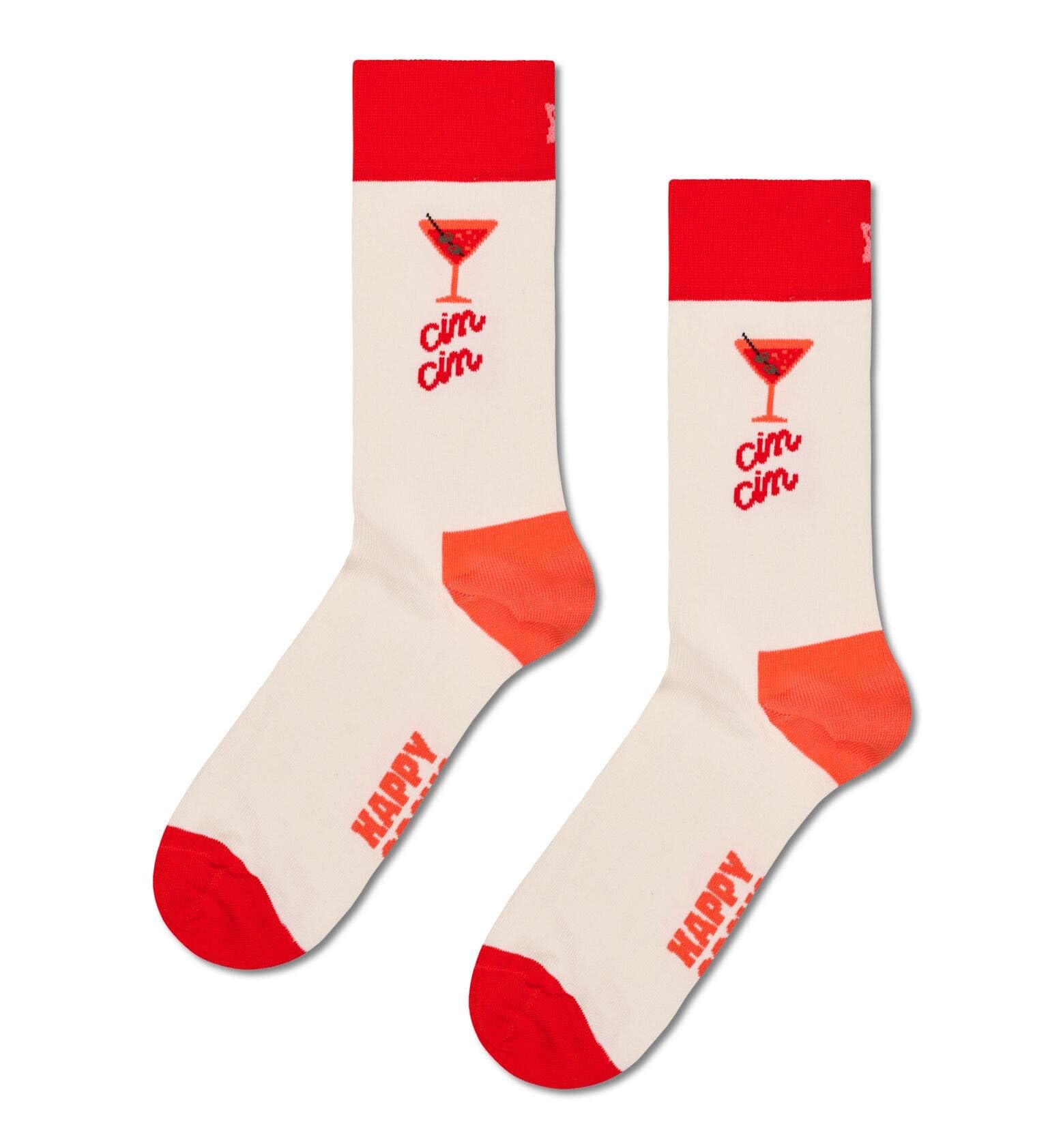 Zestaw prezentowy Happy Socks 3-pak skarpetek bawełnianych Cin Cin, damskie i męskie, białe, 36-40