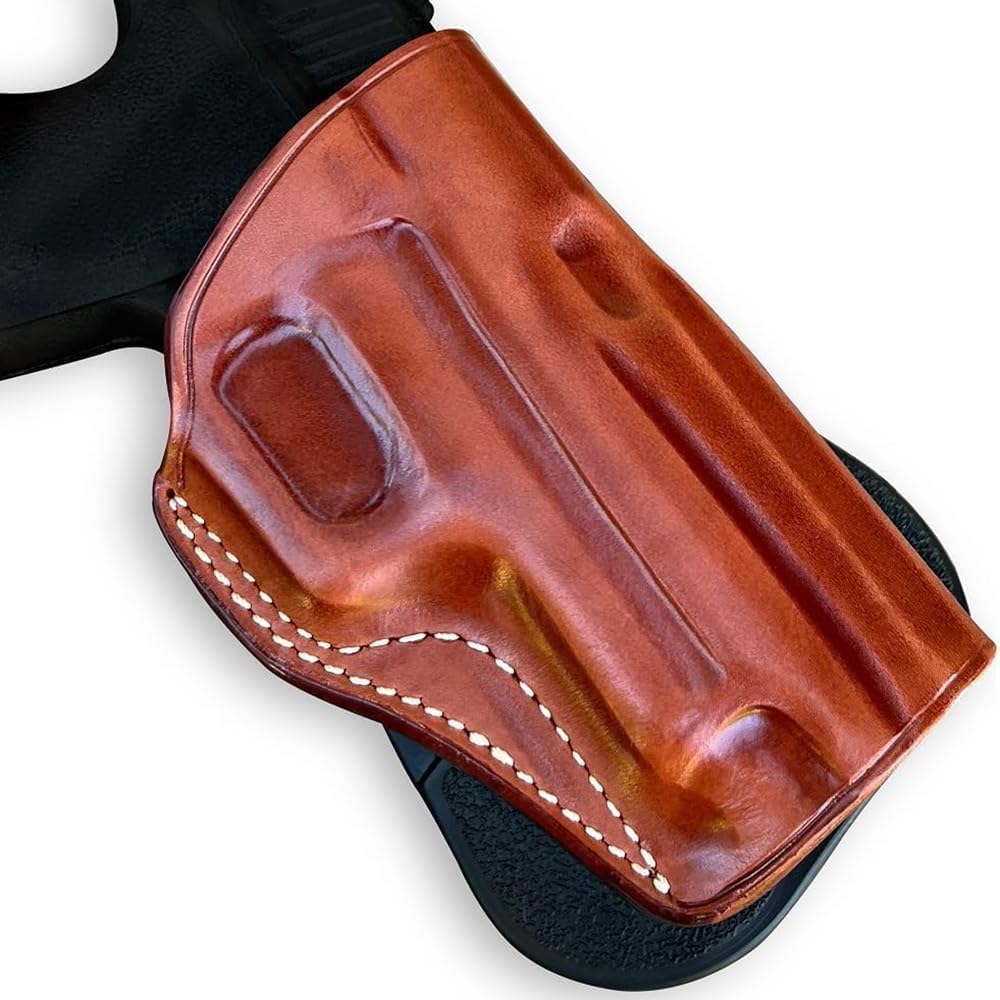 Masc Leather OWB Paddle Holster Open Top for, P226, P227, P220, P224, P225, P228, P229, P230, P232, P320, P239, P250, P238, P290, 2340, 2022, 1911, RH Draw, Brown