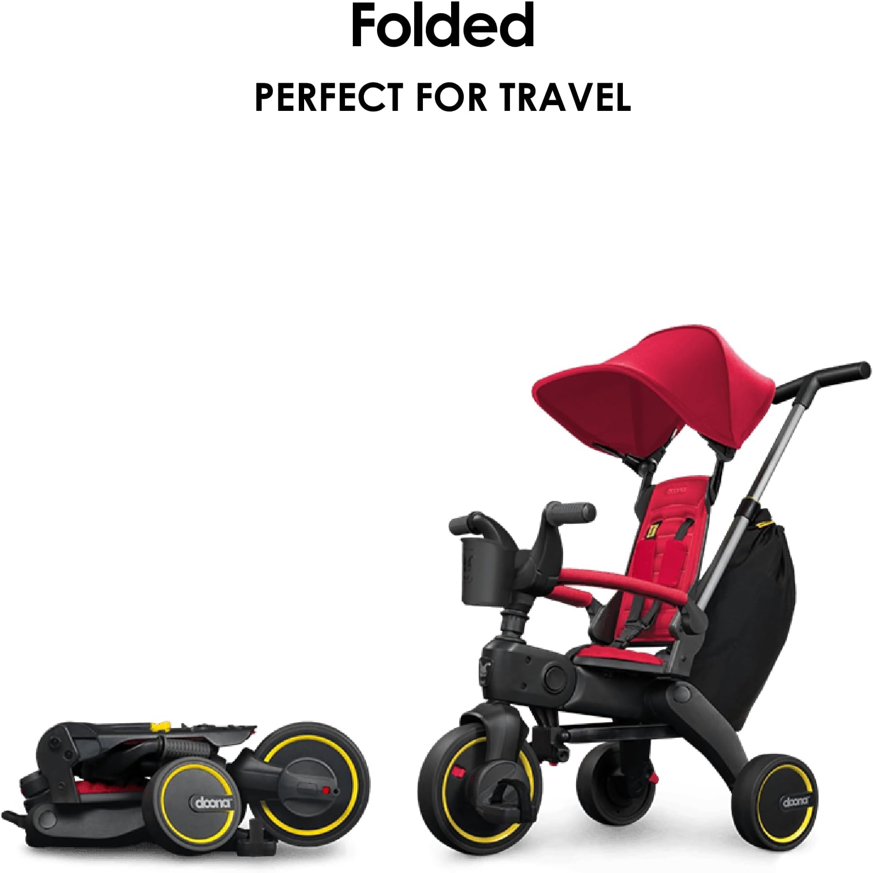 Doona Liki Trike S3 - Premium Foldable Push Trike and Kid's Tricycle for Ages 10 Months to 3 Years, Flame Red