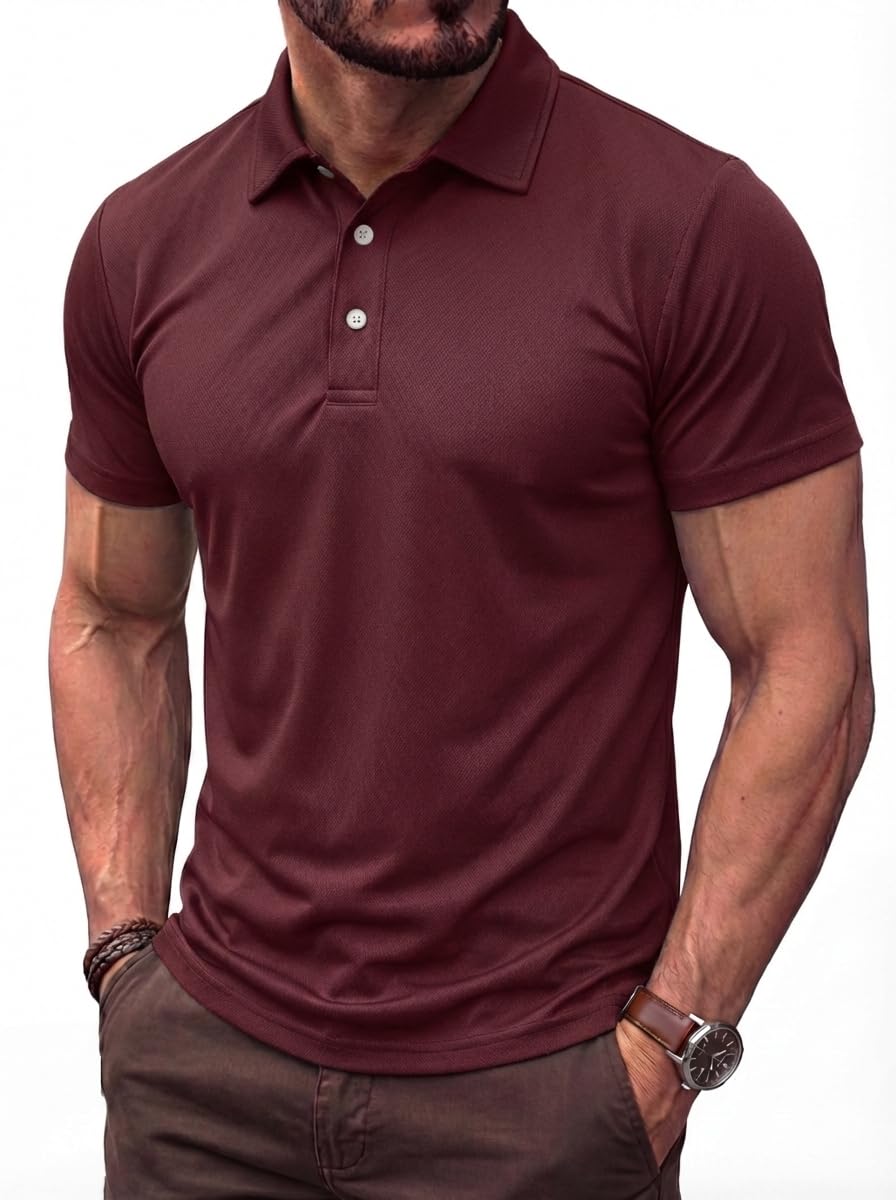 TACVASEN Poloshirt Herren Kurzarm Sommer Polo Shirt Männer Golf Polohemd Atmungsaktiv Funktionsshirt Basic Sport Shirt