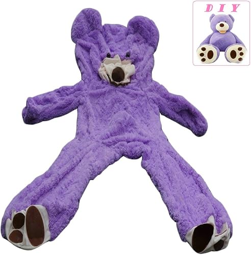 Vista 8 de Funda de oso de peluche de tamaño real de 5.2 pies, suave abrigo gigante sin relleno, oso marrón para bricolaje con novia o amante (63.0 in)