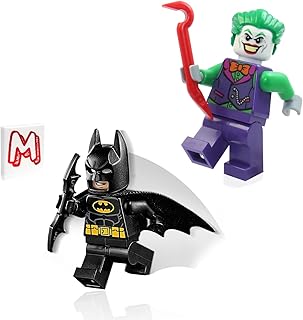 Super Heroes DC Batman Minifigure Combo - Batman with Batcape and Bat-a-rang & Joker in Orange Bow tie with Crowbar