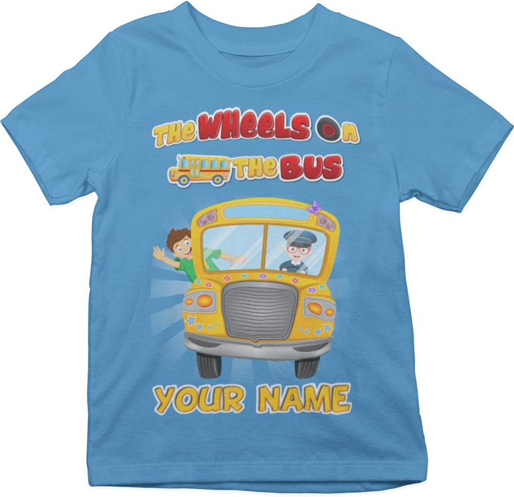 Personalized Name Kids Nursery Rhymes Shirt The Wheels On The Bus Song Toddler Gift for Boys