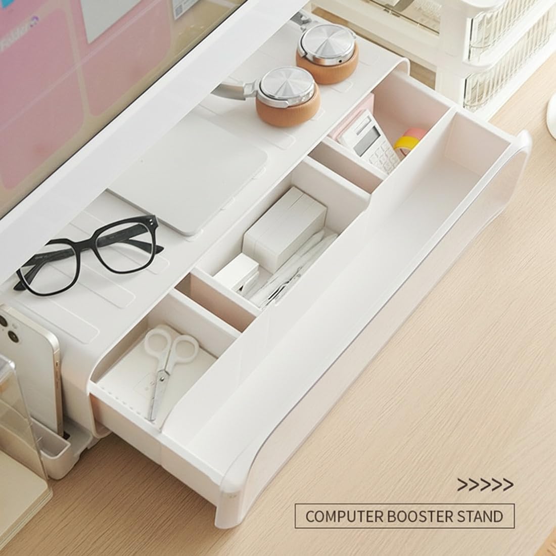 Blind Box Sammlerstücke Kompatibler Transparenter Desktop-Monitorständer mit Displayregal für Bürozubehör und Mini-Figuren