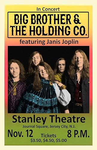 GRAN HERMANO Y LA EMPRESA DE HOLDING JANIS JOPLIN REPLICA 1968 CARTEL DE CONCIERTO