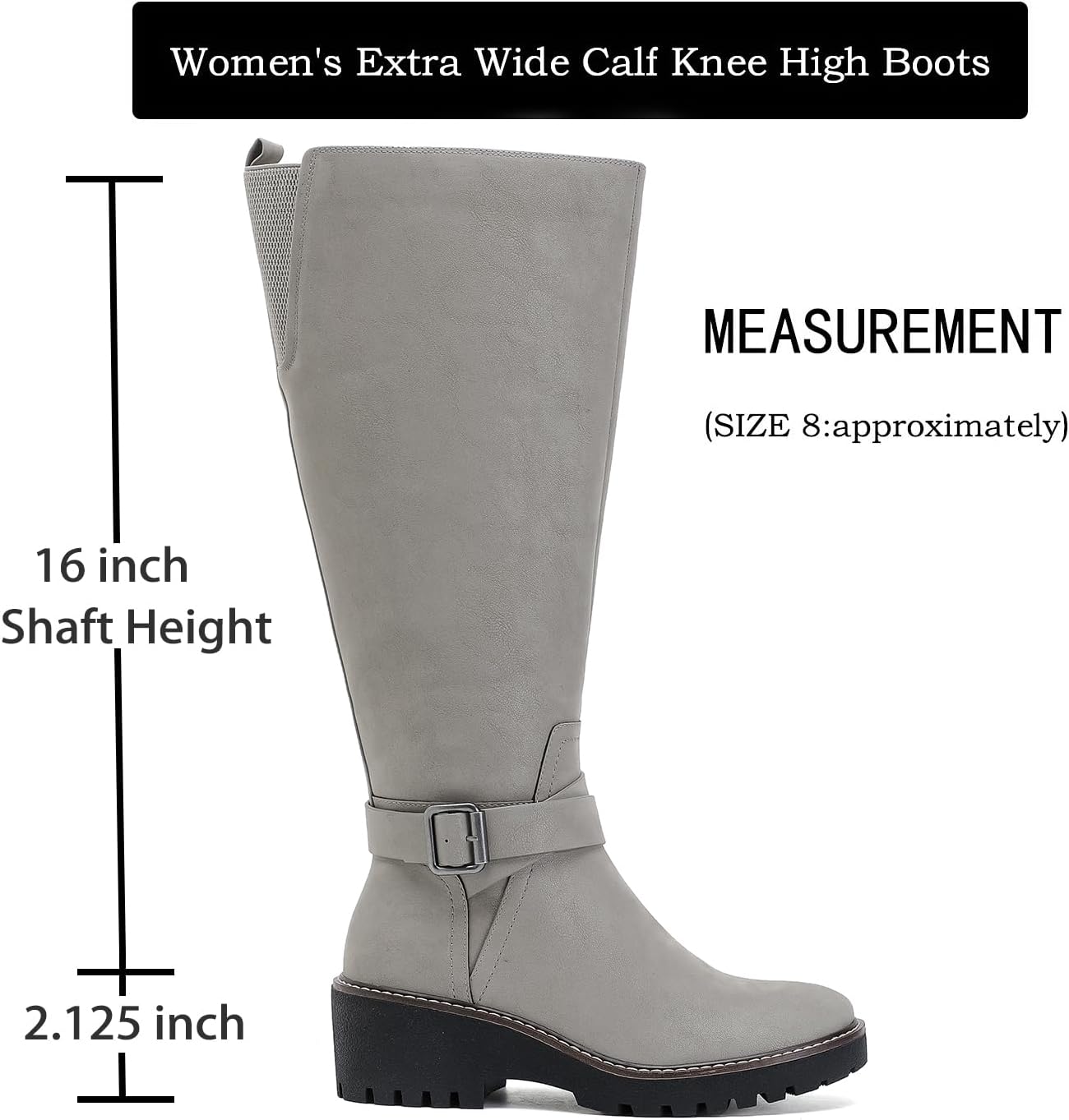 Luoika Women's Extra Wide Calf Knee High Boots, Wide Width Slouchy Knee-High Boots. - Image 3