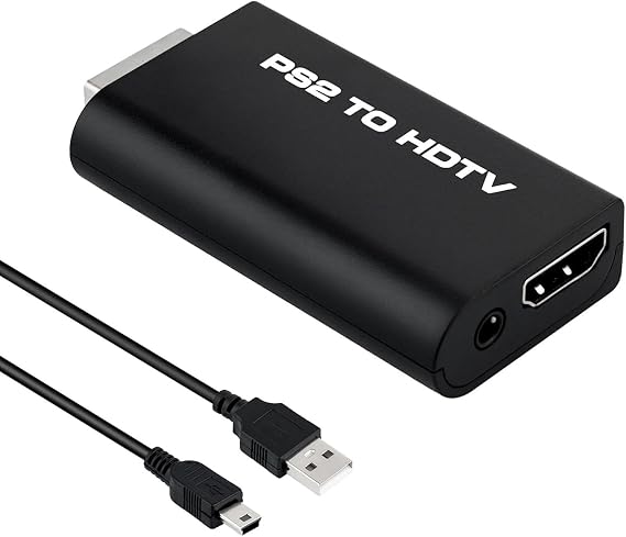 G300 PS2'den Hdmi'a Çevirici Adaptör HDTV 3,5 mm Ses Çıkışlı Mini USB'den USB'ye Kablo ile Güç Alır PS2 Slim Desteklemez