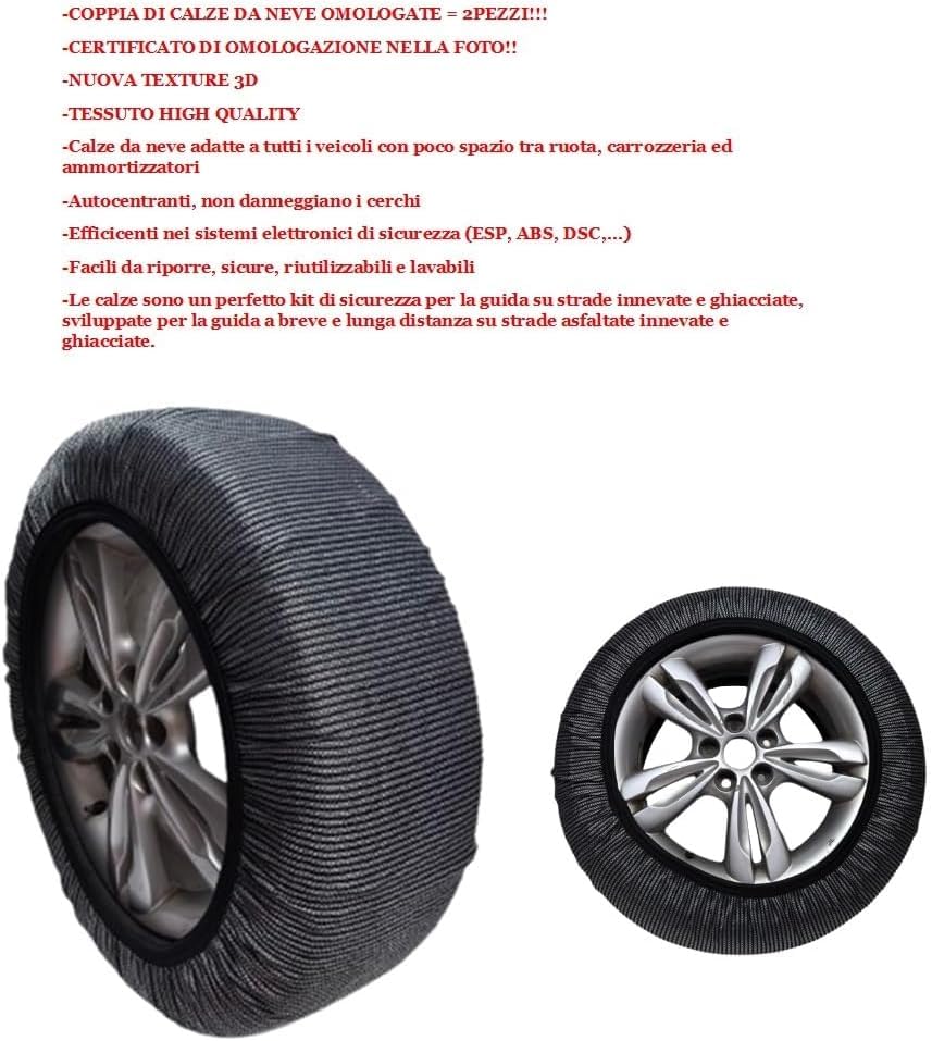 Traction Neige Glace Chaussettes Neige 205/60 R16 - 1 Paire - Approuvée Mixte Neige/Glace - Pour Voiture, SUV, Fourgonnette Chaussette à Neige