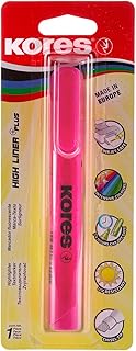 Kores - Pink Highlighter Pen - High Liner Plus, Fluorescent, Water Based-Ink Highlighter Pen with Ergonomic Shape - Stationery School Supplies, Office Supplies - Single Pack