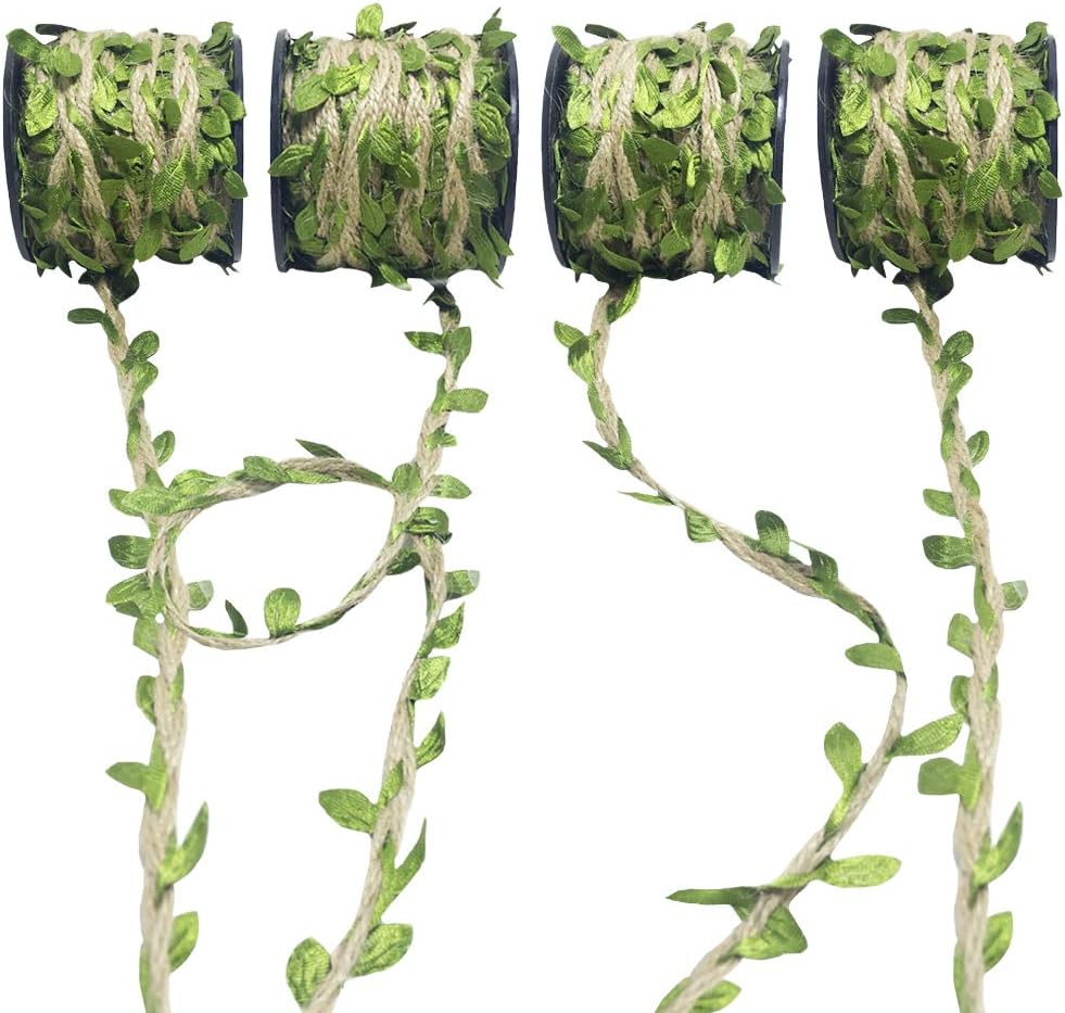 Cocostar 4-Roll Natural Jute Twine, Wall Hanging Artificial Burlap Vine Plants Greenery for Headband Wedding, Home, Jungle Garden Party Decorations (32.8feet(10M))