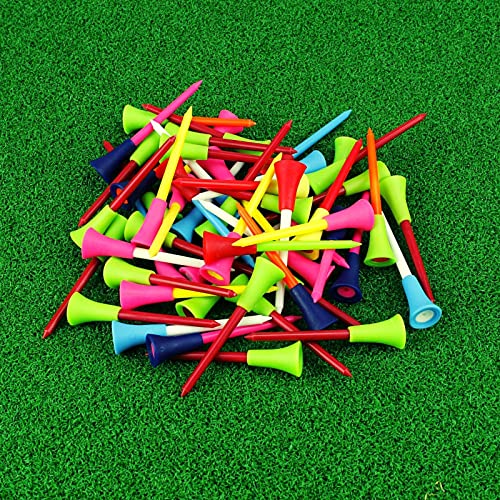 Kofull Rubber Cushion Top Golf Tees | 3-1/4" Random Color Golf Practicing Tees For Golfer - 50 Pcs #TOP5