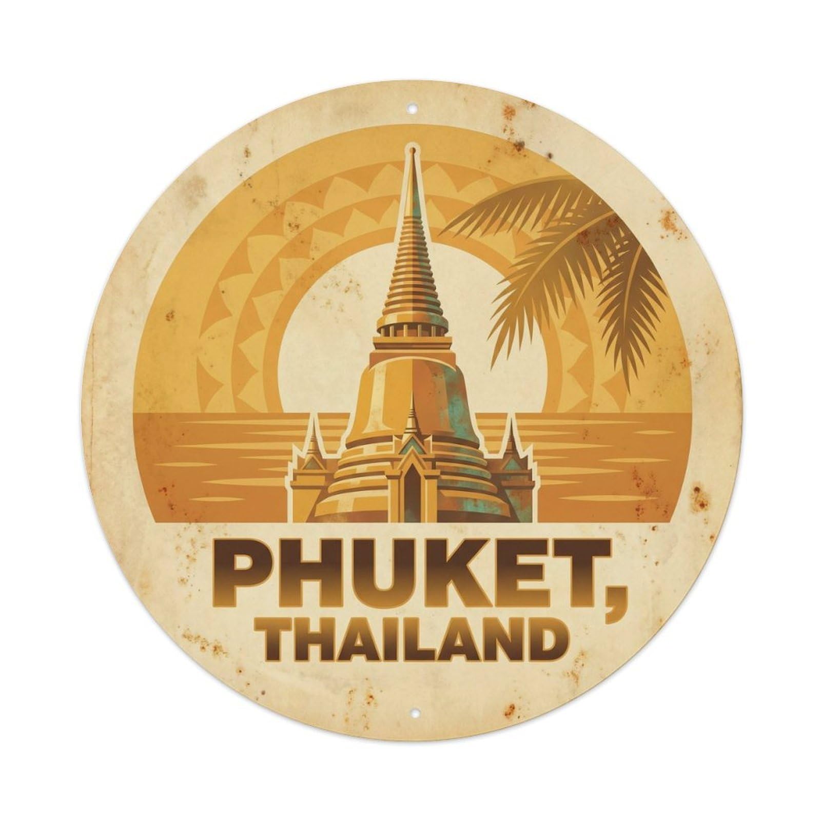Phuket Temple Historic Island Heritage Southeast Asia Metal Tin Sign