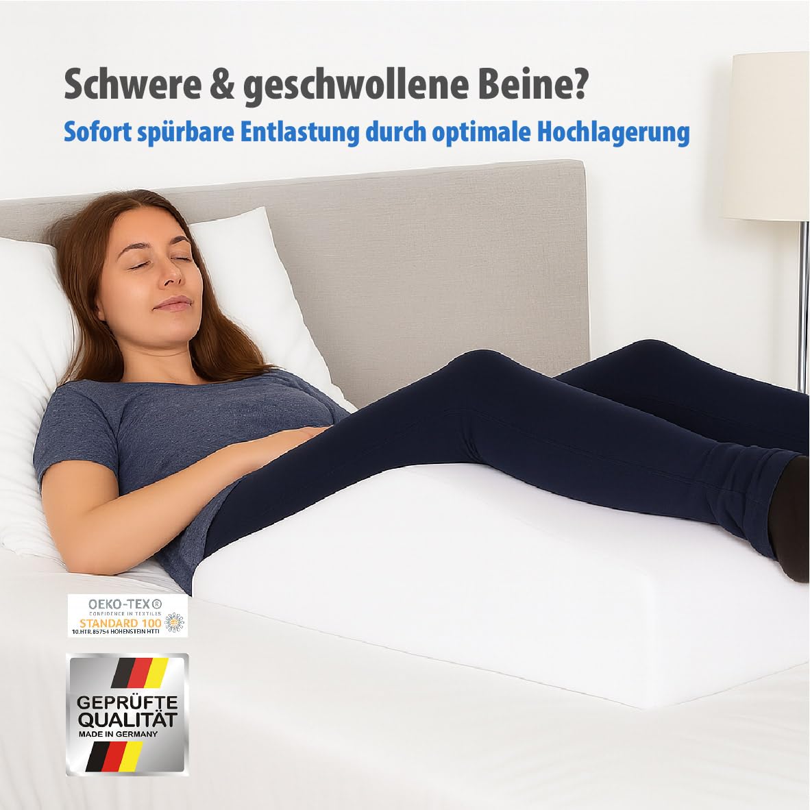 MEDIPROF Orthopädisches Venenkissen für schwere & geschwollene Beine – ergonomisches Beinruhekissen zur Entlastung & besseren Durchblutung (75 x 50 x 20 cm) – Made in Germany, Öko-Tex zertifiziert