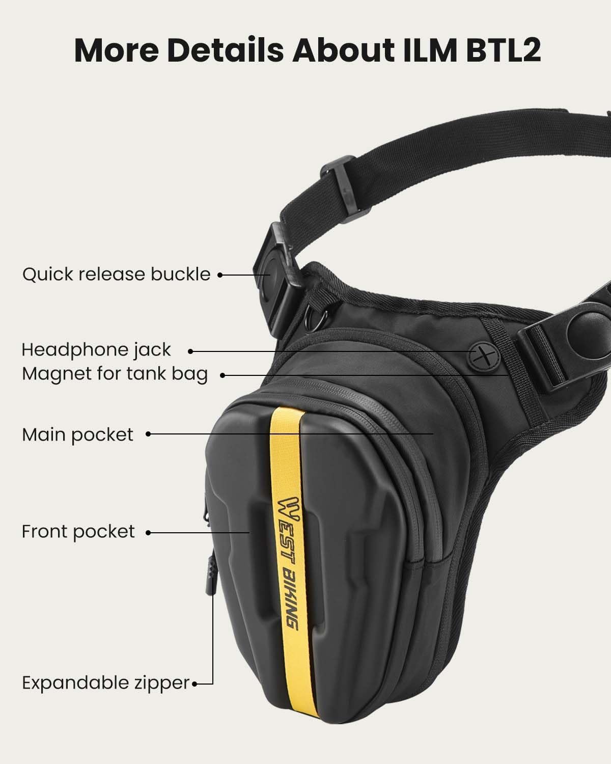 ILM Motorcycle Tank Bag Magnetic Drop Leg Bag for Men Women Muti-functions Waist Thigh Bags for Outdoor BTL2