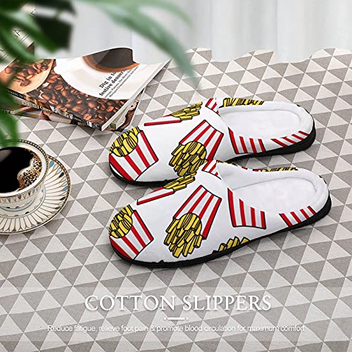 BAIKUTOUAN Cartoon French Fries Cotton Slippers Soft Winter Comfy House Shoes with Non-Slip Rubber Sole4