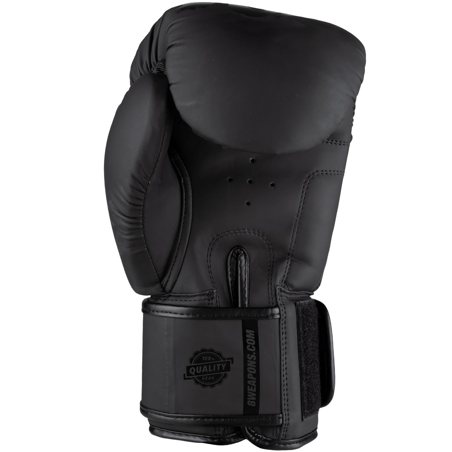 8 WEAPONS Boxhandschuhe Unlimited 2.0, Schwarz-matt, Boxhandschuhe für Training und Wettkampf, Kunstleder, Perfekte Dämpfung und stabile Nähte, Handschuhe für Muay Thai, K1, Boxen, MMA und Kickboxen