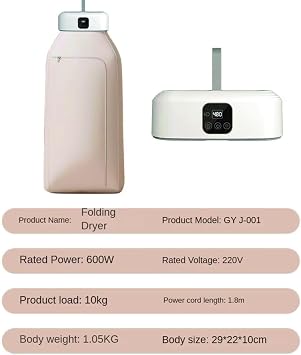 Portable Electric Clothes Dryer – 600W Foldable Mini Dryer with 2 Speeds, Timer & Heated Air, Quick Drying for Light Clothes, Underwear, Baby Clothes, Travel & Home Use