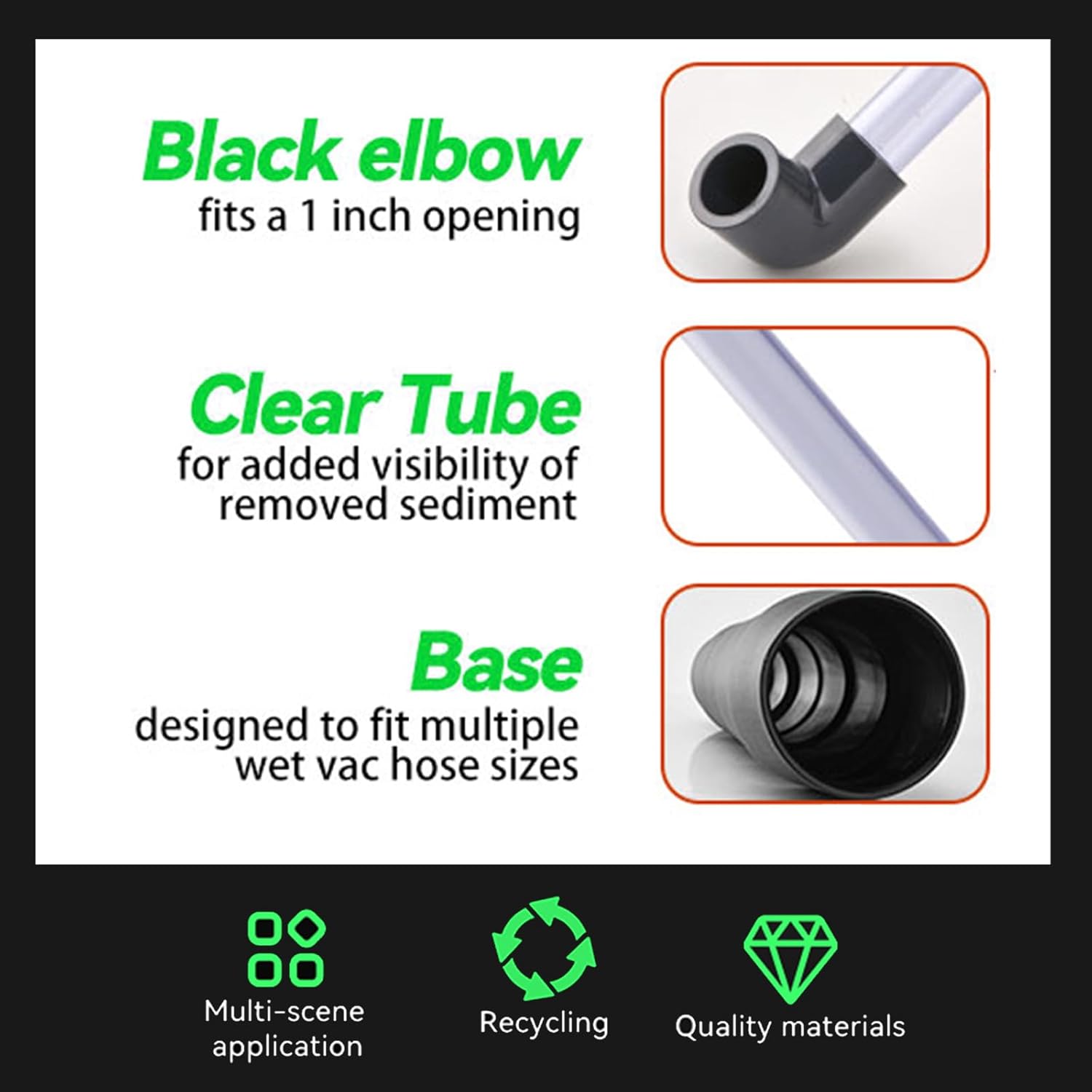 Universal Wet Vac Attachment - AC HVAC Drain Line Unclogger 3/4", 1" Vacuum Adapter to Unclog and Evacuate A/C Drain Lines, Hvac Ac Drain Line Cleaner Tool Vacuum Hose To PVC Pipe Adapter-Black