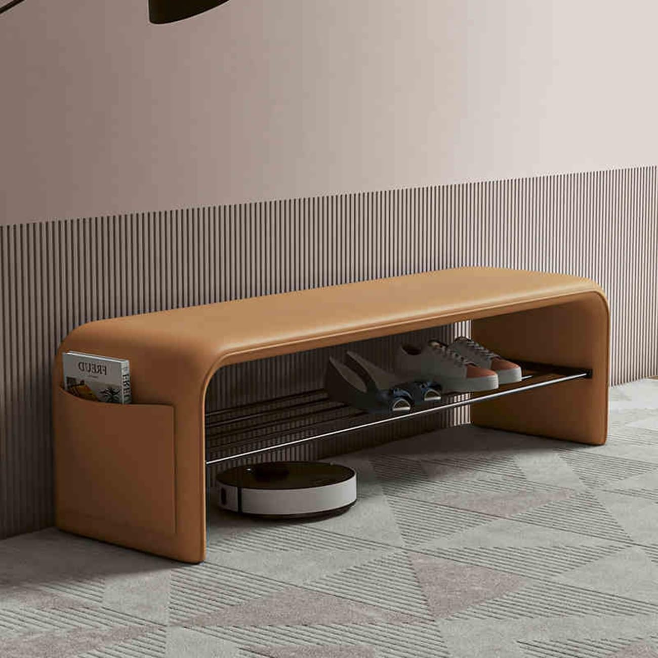 Panca d'ingresso per tavolo da pranzo, panca contemporanea in similpelle, moderna panca da pranzo di lusso contemporanea rivestita in similpelle, per soggiorno, corridoio, camera da letto, bagno (ar