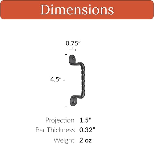 Miniatura 2 de Borderland Rustic Hardware Paquete de 2 tiradores de pecho de 4.5 pulgadas, gabinete de hierro antiguo para cajuela martillado Country The Farmhouse