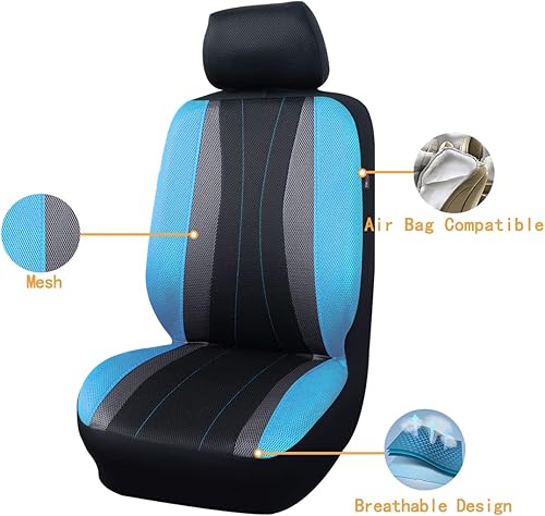 Miniatura 2 de Flying Banner - Juego completo de fundas para asiento de automóvil, malla transpirable para hombre y mujer, compatible con bolsa de aire, asiento