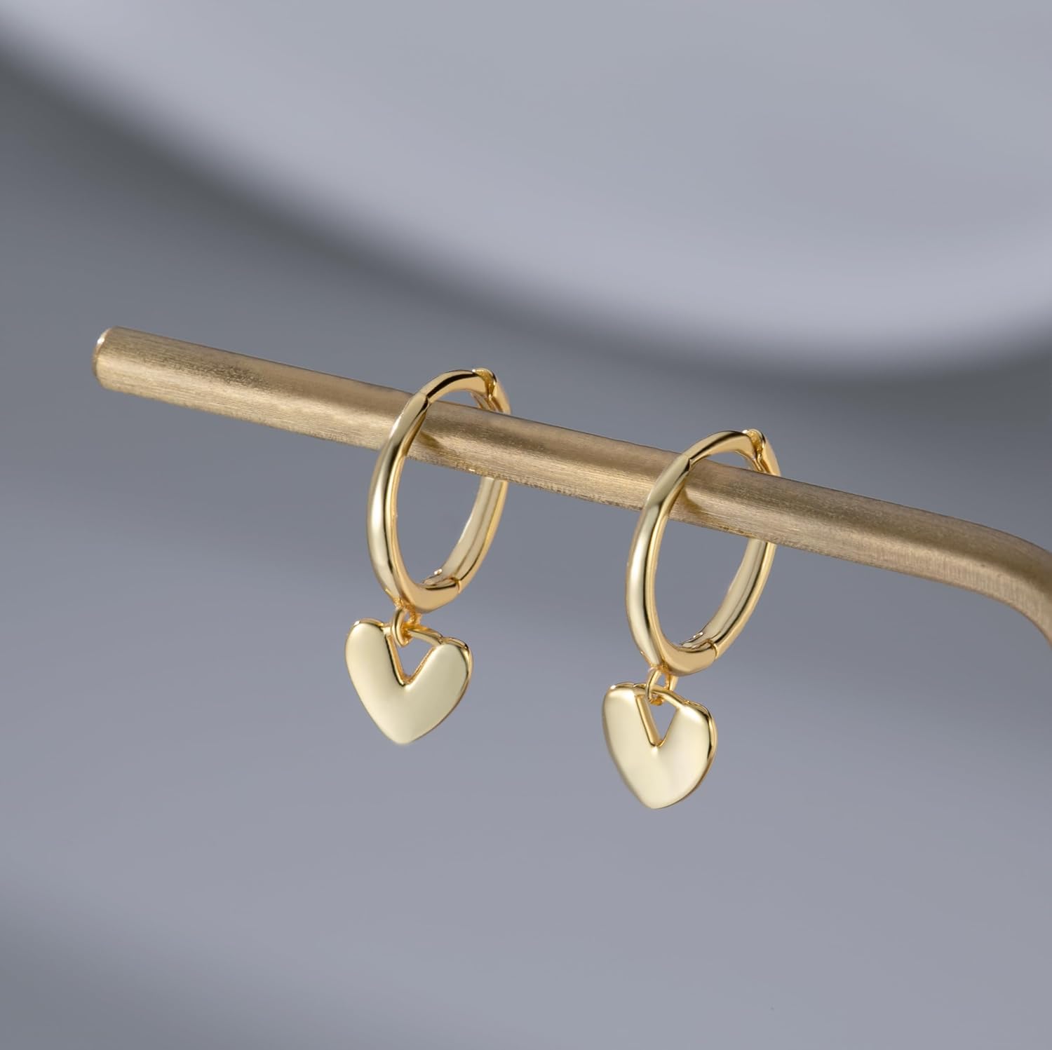 Reffeer Solid 925 Sterling Silver Small Love Heart Drop Earrings Hoop for Women Teen Girls Heart Hoop Earrings Huggie - Image 6