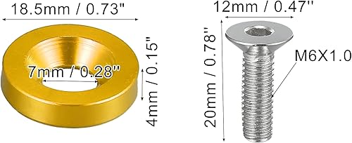 Miniatura 10 de Motoforti Kit de tuercas de perno de arandela de parachoques M6 púrpura para coche, motocicleta, 20 uds