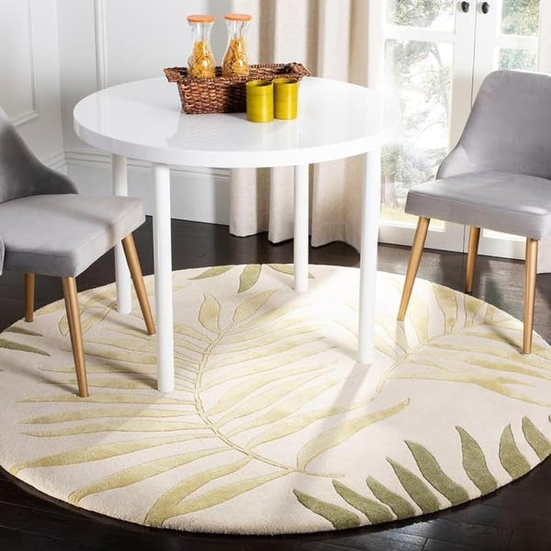Handmade Handwoven Thick Woollen Round Carpet Modern Premium Collection Area Rug for Living Room, Bedroom, Kids Room, and Home Decor Size 4 X 4 Feet Round (Color-Multi)