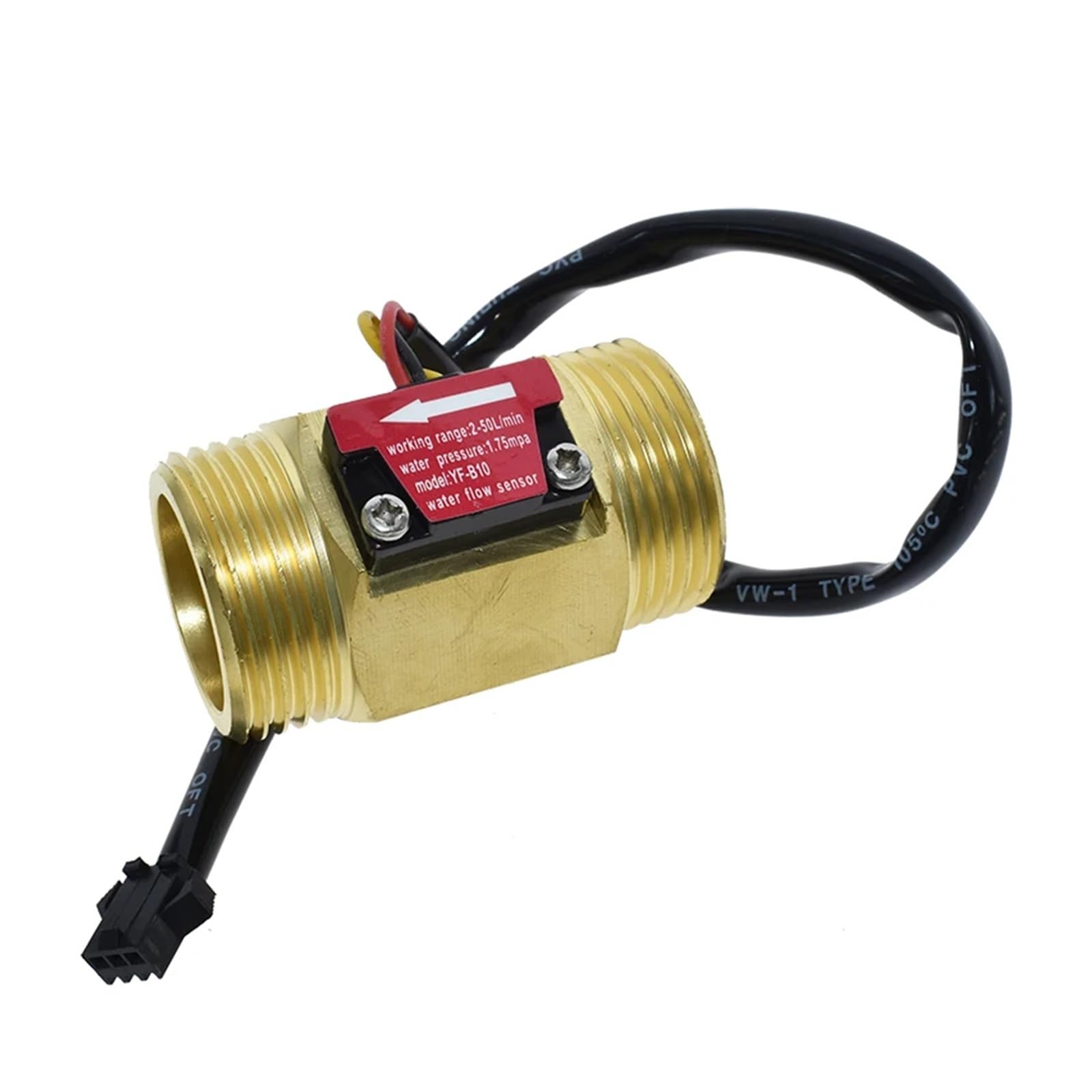 caudalímetro, Sensor de Flujo Agua con Rosca Macho latón DN25, caudalímetro Industrial YF-B10