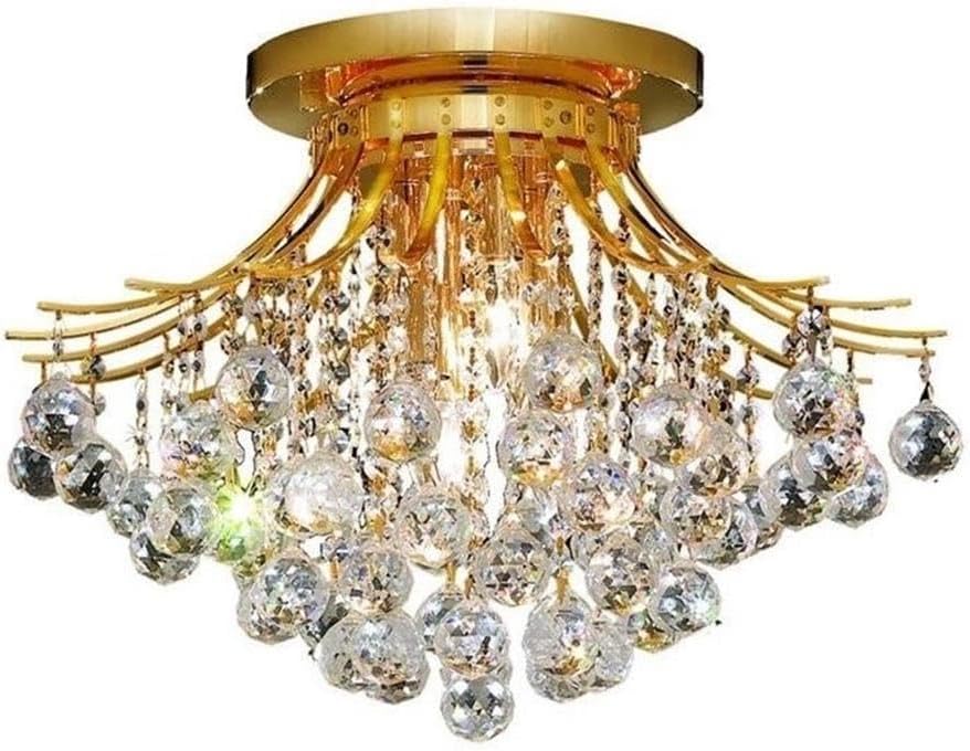 Pemberly Row Contemporary 19" 6 Light Royal Crystal Flush Mount, Modern Indoor Ceiling Fixture, Sparkling Versatile Design for Medium-Sized Living Rooms or Bedrooms