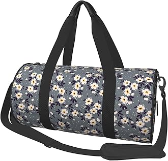 Gbuzozie Vintage Flowers Sports Gym Bag White Florets Travel Duffel Bag Shoes Compartment For Men Women Foldable Lightweight Yoga Gym Sports Bag