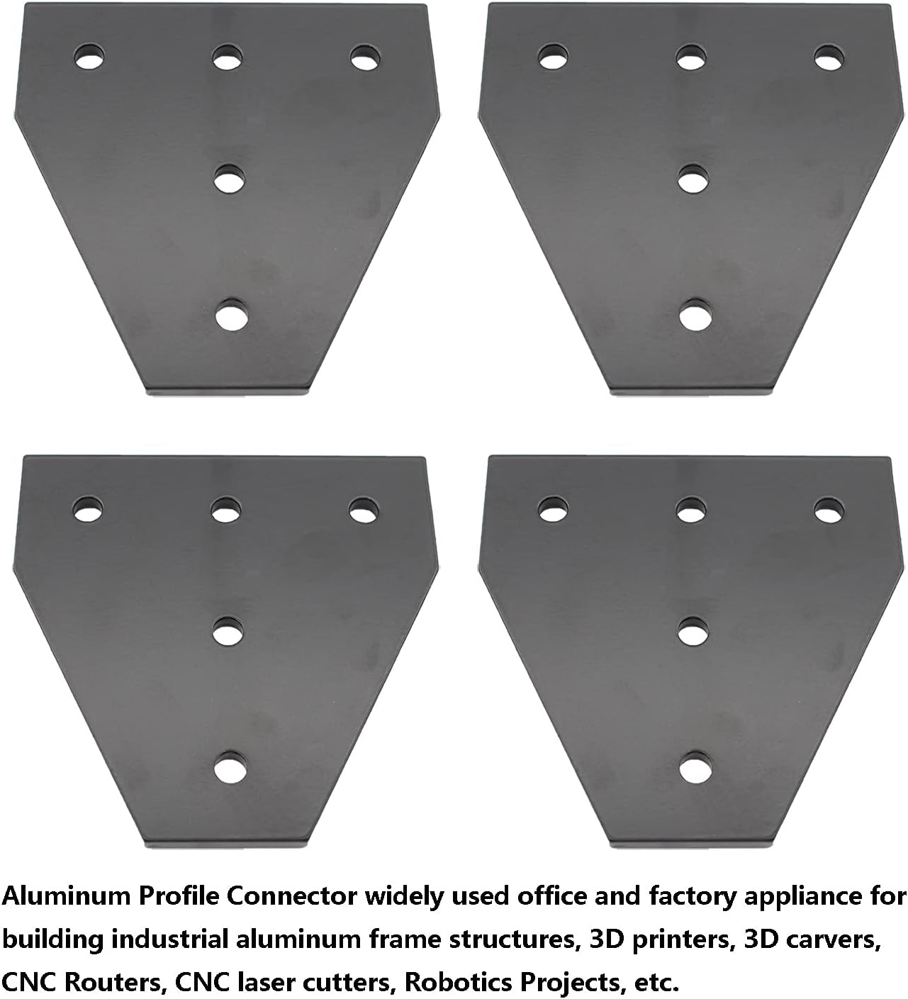 4 PCS Joint Plate, TTZEZE Surface Anodic Oxidation Black T Shape Corner Bracket Plate 5 Hole Outside Joining Plate for 4040 Series Aluminum Profile 3D Printer Frame