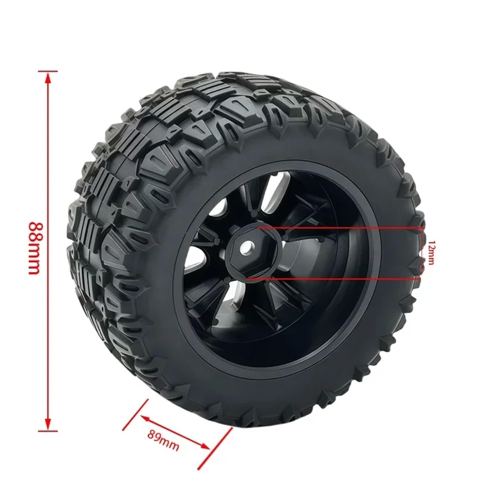 para SCY 16101 16102 16103 para MJX para Hyper Go 14210 16210 1/14 1/16 4 Uds 88mm 12mm Neumáticos Goma Hexagonales Ruedas RC Monster Truck Actualización RC Coche NeumáTico Piezas