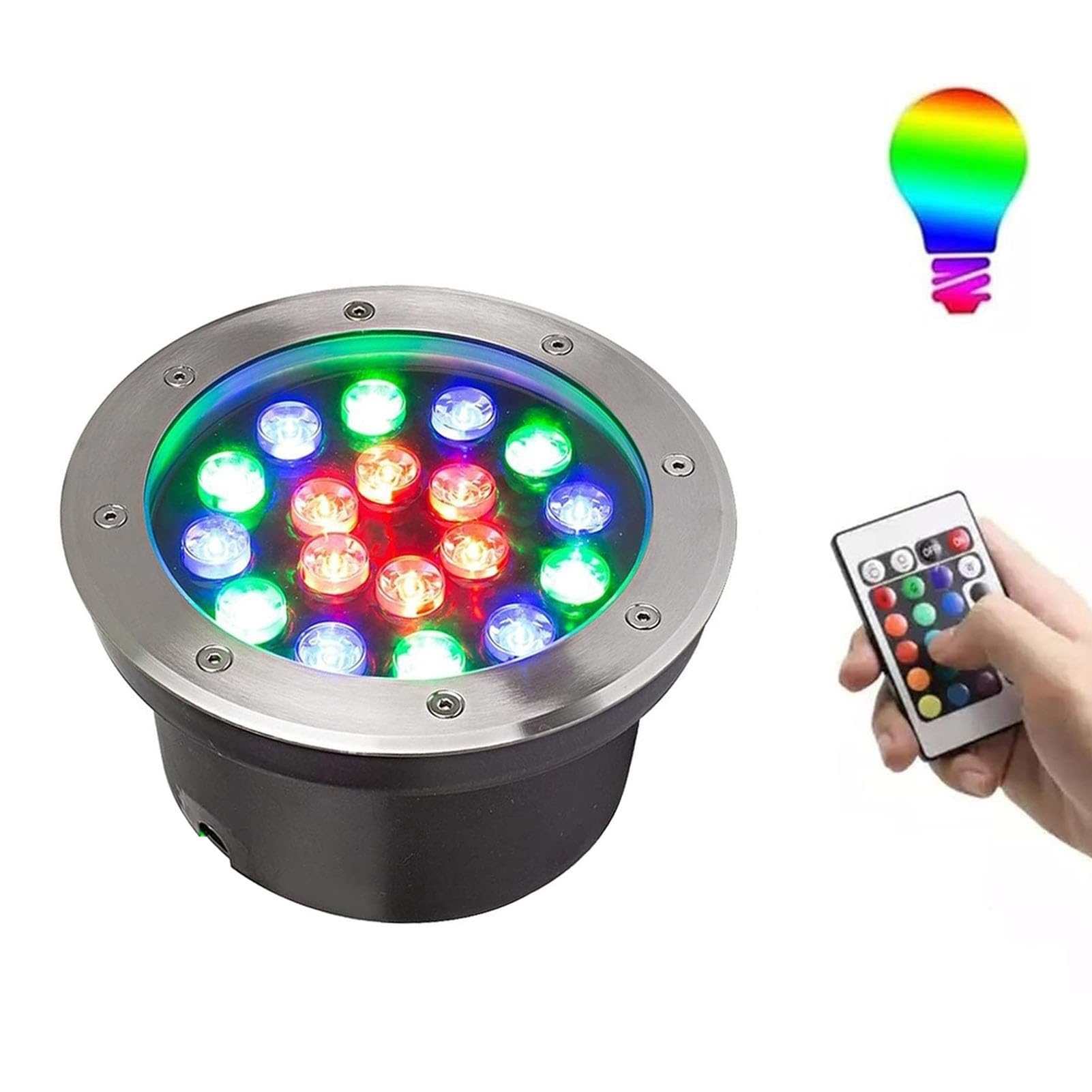 THEGA Incasso Faretto Subacquei - Faretto Incasso A Terra, Faretto Subacqueo Impermeabile IP68, Faretto da Terra A LED con Cambio di Colore RGB, per Giardino, Faretti(12V,9w)