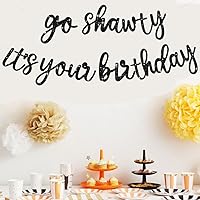 Vista 4 de BEISHIDA Pancarta Black Go Shawty It's Your Birthday de 11.4 pies, SIN BRICOLAJE - Pancarta de Feliz Cumpleaños con Purpurina Tema Hip Hop - Negro