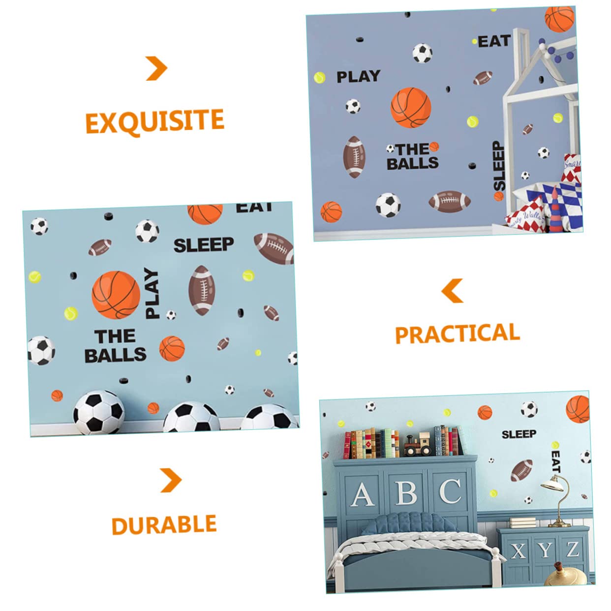 ifundom 4pezzi Adesivi Murali Sportivi Per Camerette Decorazioni Rimovibili Per Calcio e Basket Atmosfera Giocosa Per Ragazzo Ragazza Facili Da Applicare e Rimuovere Creativo Per Decorare