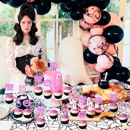 Decoración de pastel para fiesta de compromiso y despedida de soltera de Halloween 2