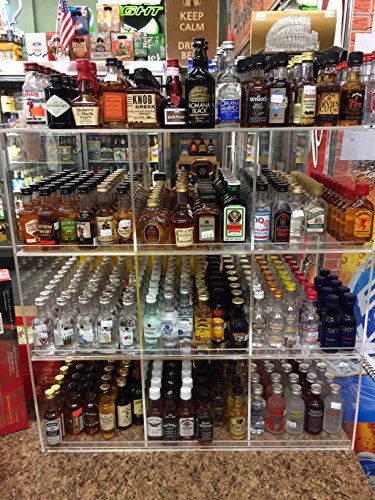 RCS Plastics Commercial Display for Mini Sampler 50ml Liquor Shot Airplane Bottles Nips Also Any Other Point of Sale Items Clear
