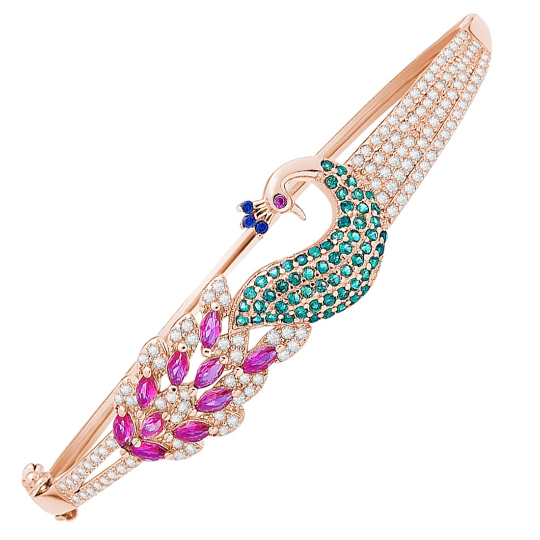 ZAVYA 925 Sterling Silver Peacock Rose Gold Cuff Bracelet | Cubic Zirconia | Gift for Women and Girls | With Certificate of Authenticity and 925 Hallmark (B0C7KNDKR3) Amazon Price History, Amazon Price Tracker