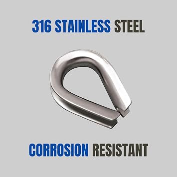 MarineNow 316 Stainless Steel Rope Thimble Marine Grade, Corrosion Resistant Prevents Rope Wear/Chafing Choose Size (5/16, 3/8, 1/2, 5/8, 3/4, 7/8, 1) & Pack (1, 2, 5, or 10)