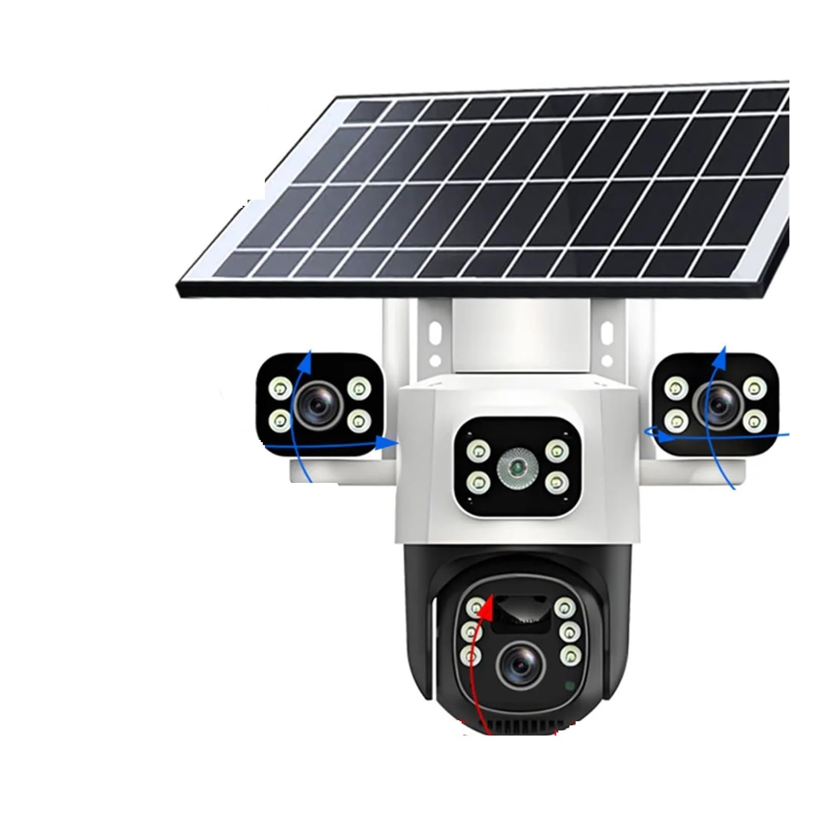 OSHPMBDLYFJ 12MP Solar WIFI IP Camera CCTV Three Lens Three Screen Auto Tracking Outdoor 6K 4G Surveillance PTZ Camera Security Protection(4G Cam No Card)