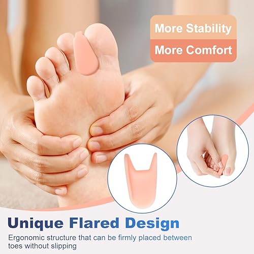 Miniatura 4 de JUMPOW Separadores de dedos de gel para dedos  Correctores de juanetes de gel suave, alisador de dedos de martillo, ideal para juanetes, dedos