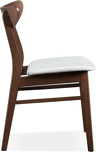 Miniatura 11 de Furniture of America Beck Mid-Century - Juego de 2 sillas de comedor modernas, de madera maciza con respaldo curvado y patas en ángulo, asiento