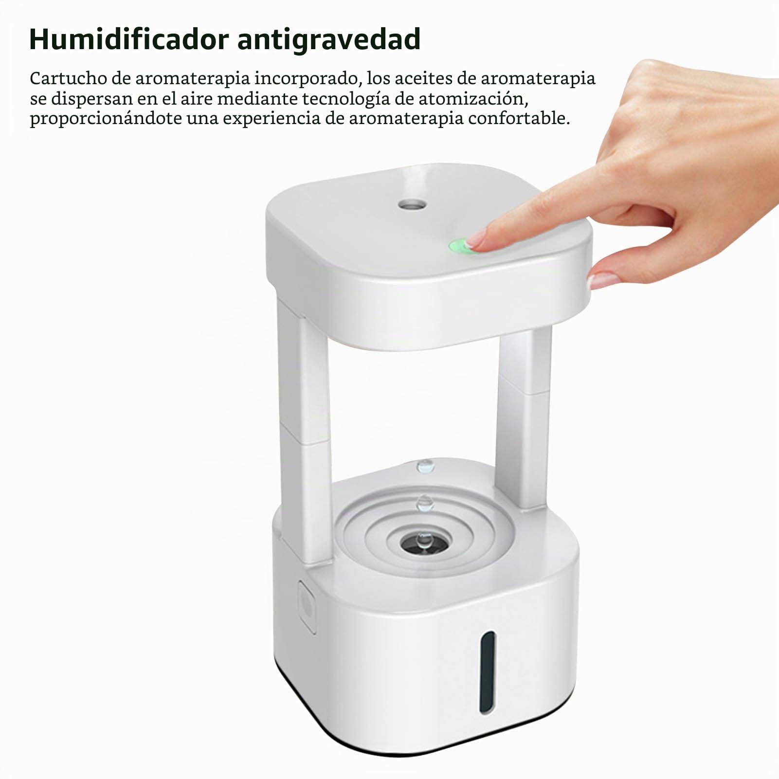 Humidificador de Aire con Gotas de Agua Antigravedad de 580 Ml, Humidificadores de Niebla Fría con Luces LED, Humidificadores de Niebla Fría Antigravedad para Dormitorio, (Luz de
