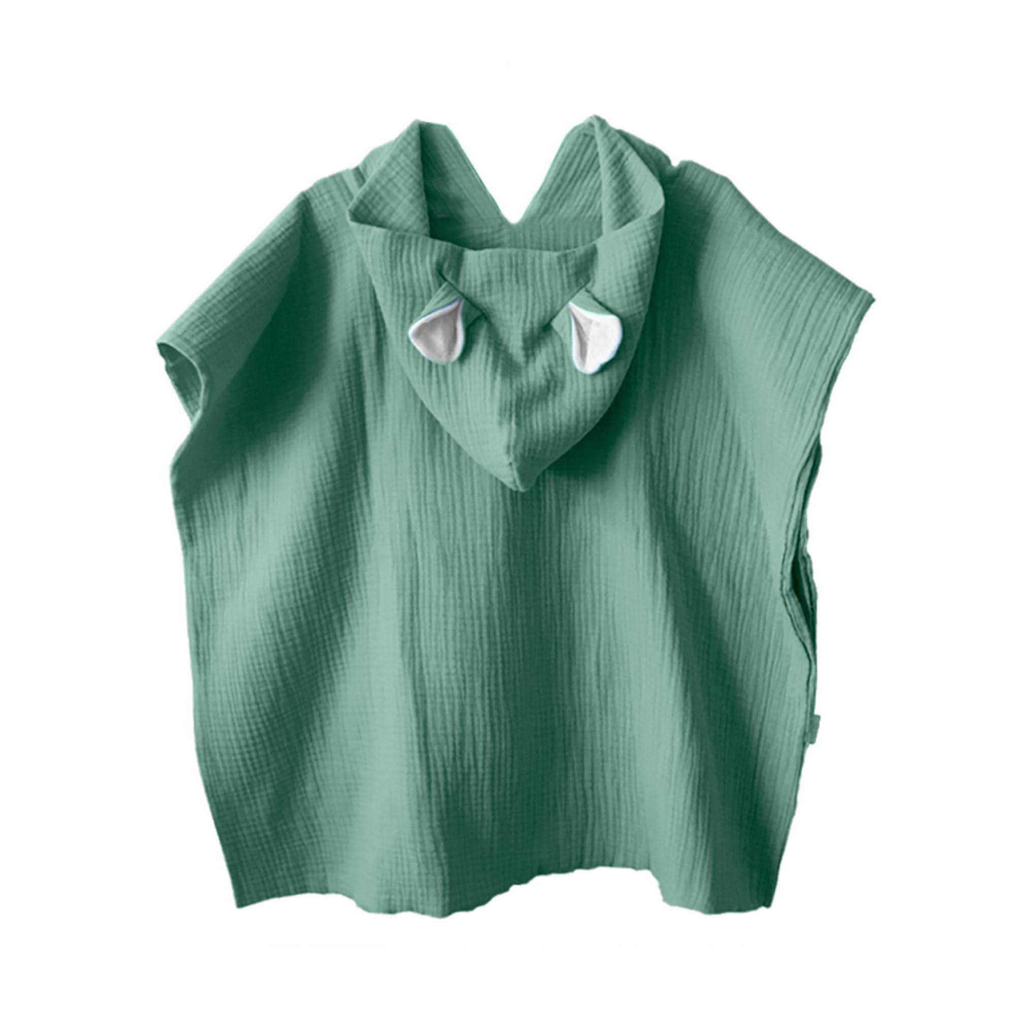 MIMUSELINA Poncho Mare Bambino in Mussola 100% Cotone | Asciuga Senza Strofinare | Accappatoio Neonato Leggero e Assorbente | Uso Quotidiano, Bagno, Mare e Piscina | Prodotto in Spagna | Menta