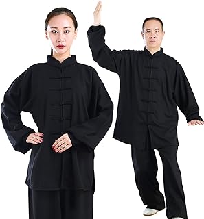 Terno para roupas de artes marciais, Wing Chun chinês de algodão e linho de manga comprida Roupa de Tai Chi Terno de duas peças, adequado para roupas de treinamento de artes marciais Taekwondo Kung