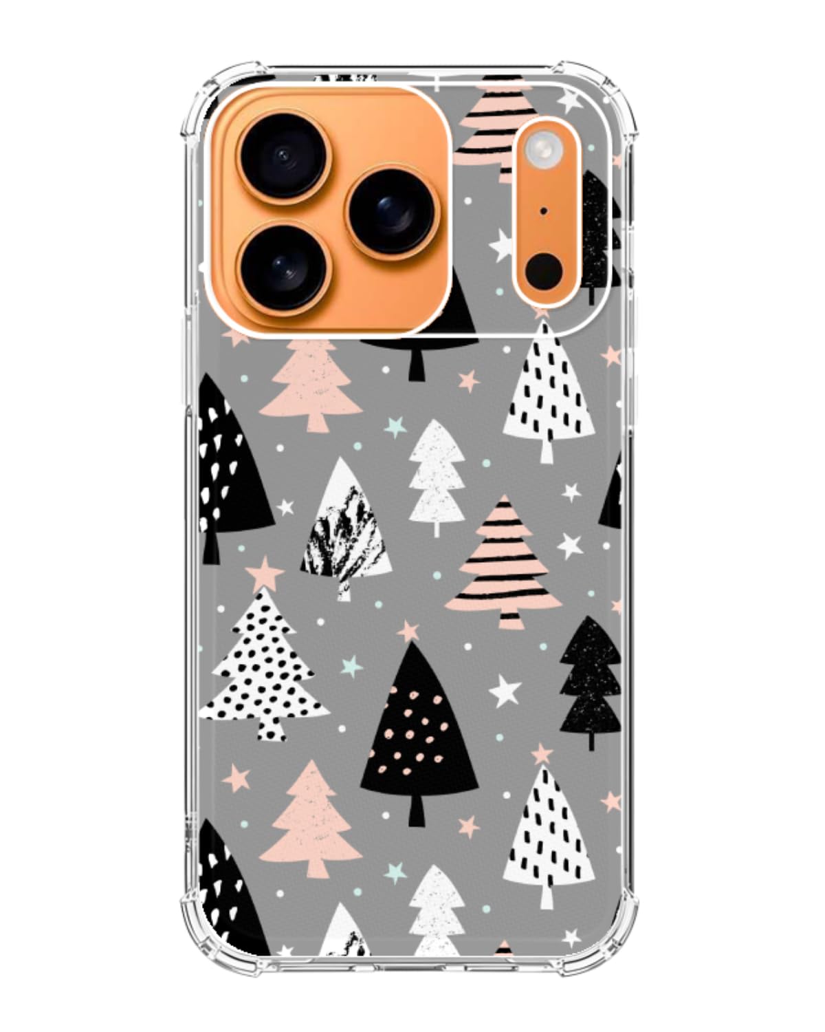Pink Black White Christmas Tree Phone Case Compatible with iPhone 17 Pro Max, Cute Winter Holiday Phone Cover for iPhone 17 Pro Max