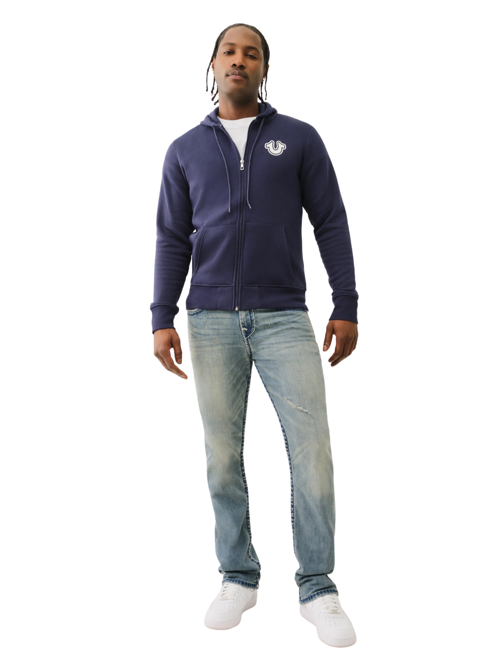 True Religion Bluza z kapturem Mężczyźni Bluza Z Kapturem Z Zamkiem Błyskawicznym