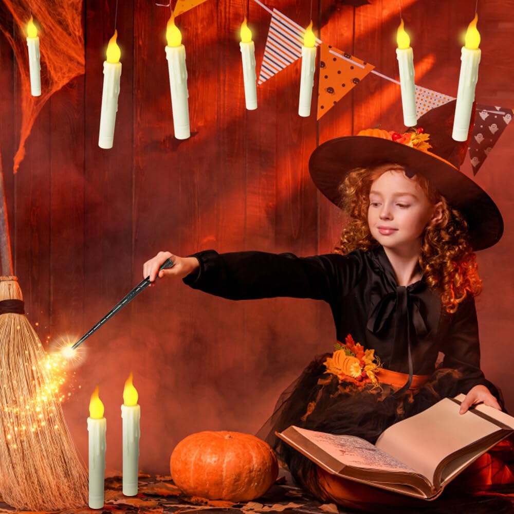 Candele Volanti Harry Con Bacchetta Magica – 20 Pezzi Galleggianti A Batteria Con Fiamma Finta, Decorazione Per Halloween E Natale