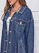chouyatou Women's Fashion Spring Button Down Midi Long Denim Jean Jacket Trench Coat (X-Large, Blue)